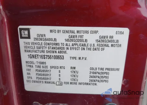 2005 Chevrolet Trailblazer Ext Ls from USA, damaged, VIN 1GNET16S756100653